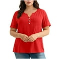 thumbnail image 5 of Tdoqot Womens Plus Size T Shirts with Poccket- V-Neck Casual Loose Fit Short Sleeve Summer Tops Tee Red Size 5XL, 5 of 9
