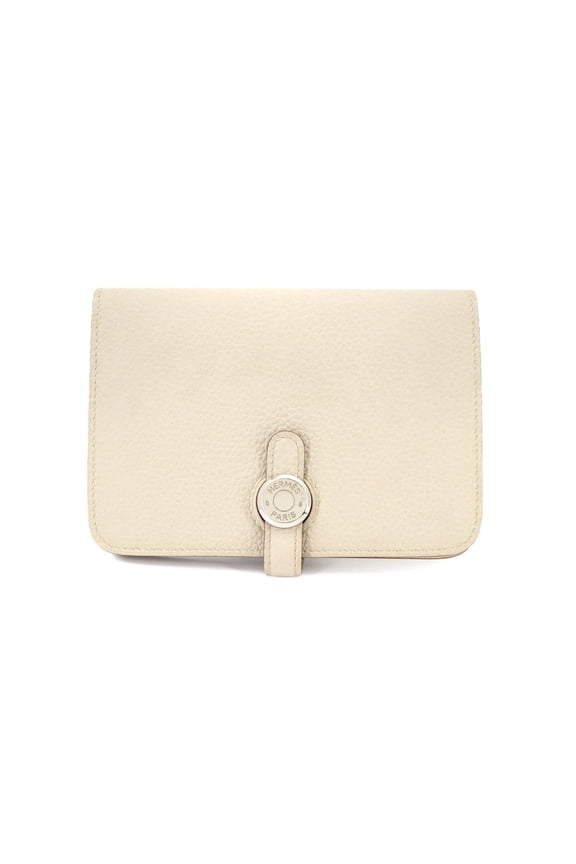 Pre-Owned Hermes Dogon Compact Bi-fold Wallet, Togo Leather, Beton, B Stamp, Silver Hardware