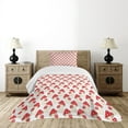 thumbnail image 4 of Ambesonne Mushroom Quilted Bedspread Set 2 Pcs, Cartoon Style Amanita, Twin Size, Cream Red, 4 of 5