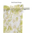 thumbnail image 5 of Sage Green Botanical Linen Curtain Valance for Bedroom/Bathroom/Kitchen/Living/Dining Room Window,Painted Floral Pastoral Country French Leaves Pocket Topper Drapes Decorative Cafe Drapery 60"x18", 5 of 6