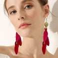 thumbnail image 4 of Feather Earrings for Women Bohemian Fringe Tassel Long Drop Dangle Earrings Set with Design for Women, 4 of 6