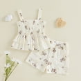 thumbnail image 2 of Baby Girl Summer Short Set Baby Girl Summer Outfit Floral Print Ruffle Smocked Top & Shorts 2-Piece Soft Clothing Set, 2 of 9