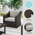 thumbnail image 3 of Martha Stewart Indoor-Outdoor Patio Accent Chair in Brown Rattan Wicker with Tan All-Weather Cushions, 3 of 11