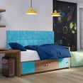 thumbnail image 5 of Jaxx Panelist Modern Padded Headboard - Set of 4 Textured Fun Faux Fur Panels - Full/Queen, Maui Turquoise, 5 of 5