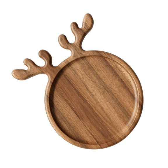 Christmas Serving Tray Deer Antler Shaped Wooden Dish Display Plate Fruit Platter Charcuterie Board Decoration