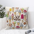 thumbnail image 4 of Fuzoiu Ice Cream Print Square Pillow Cover,Hidden Zipper Design,Luxury Square Pillow Case, Throw Pillow,Couch Cushion-24"x24", 4 of 7