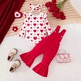 thumbnail image 3 of Baby Valentines Day Outfit Girl Love Print Long Sleeve Romper Top Bell Bottom Pant 2pc Set Baby Girl Clothes for Baby 18-24 Months, 3 of 8