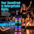 thumbnail image 3 of Lohoms Portable Wireless Speaker, Dual 10" Subwoofer & Double 2" Tweeter Trolley Bluetooth Speaker W/ Microphone Heavy Bass Stereo Woofer Party PA System, AUX, FM, Remote, Karaoke LED Light, 37" H, 3 of 10