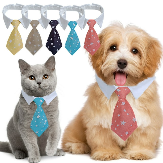 Fiudx Pajarita para Mascotas, Bufanda de Cuello a Rayas, Poliéster y Algodón, Cierre de Velcro Ajustable, Ideal para Perros y Gatos Pequeños, Ideal para Fiestas y Sesiones de Fotos, 32 X 5,5 Cm.