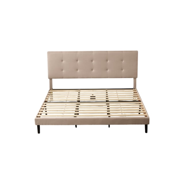 Base para cama King Ilios Innova de Madera con cabecera tapizada en Lino