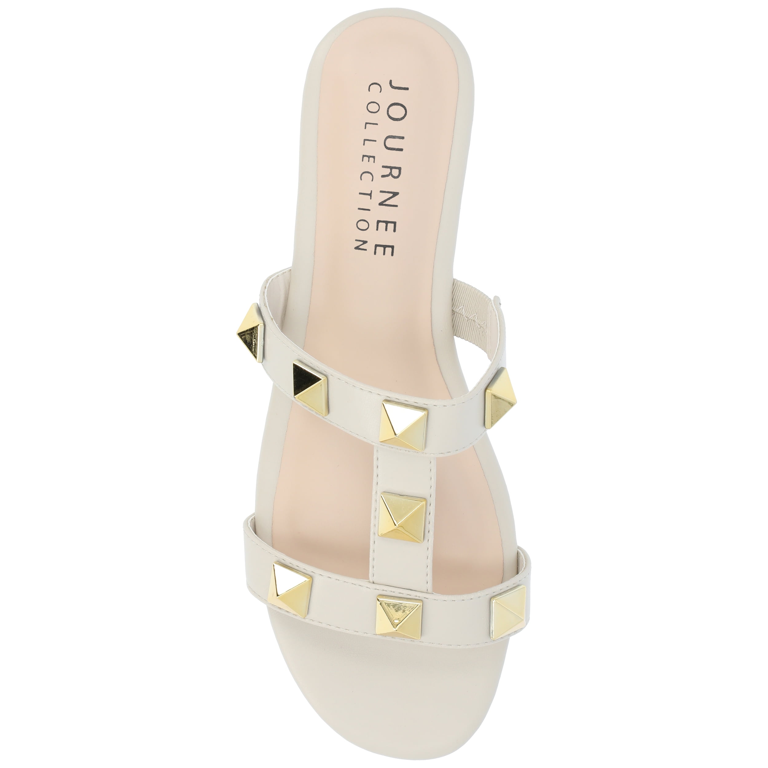 Journee Womens Kendall Studded Slide Flat Sandals