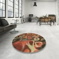 thumbnail image 3 of Ahgly Company Indoor Round Patterned Light Brown Area Rugs, 7' Round, 3 of 6