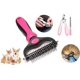 thumbnail image 3 of Cepillo para perros color rojo rosa, cepillo para gatos, peine profesional para desenredar perros y cepillo para perros de pelo largo, rastrillo de aseo para perros y gatos para eliminar el subpelo de, 3 of 5