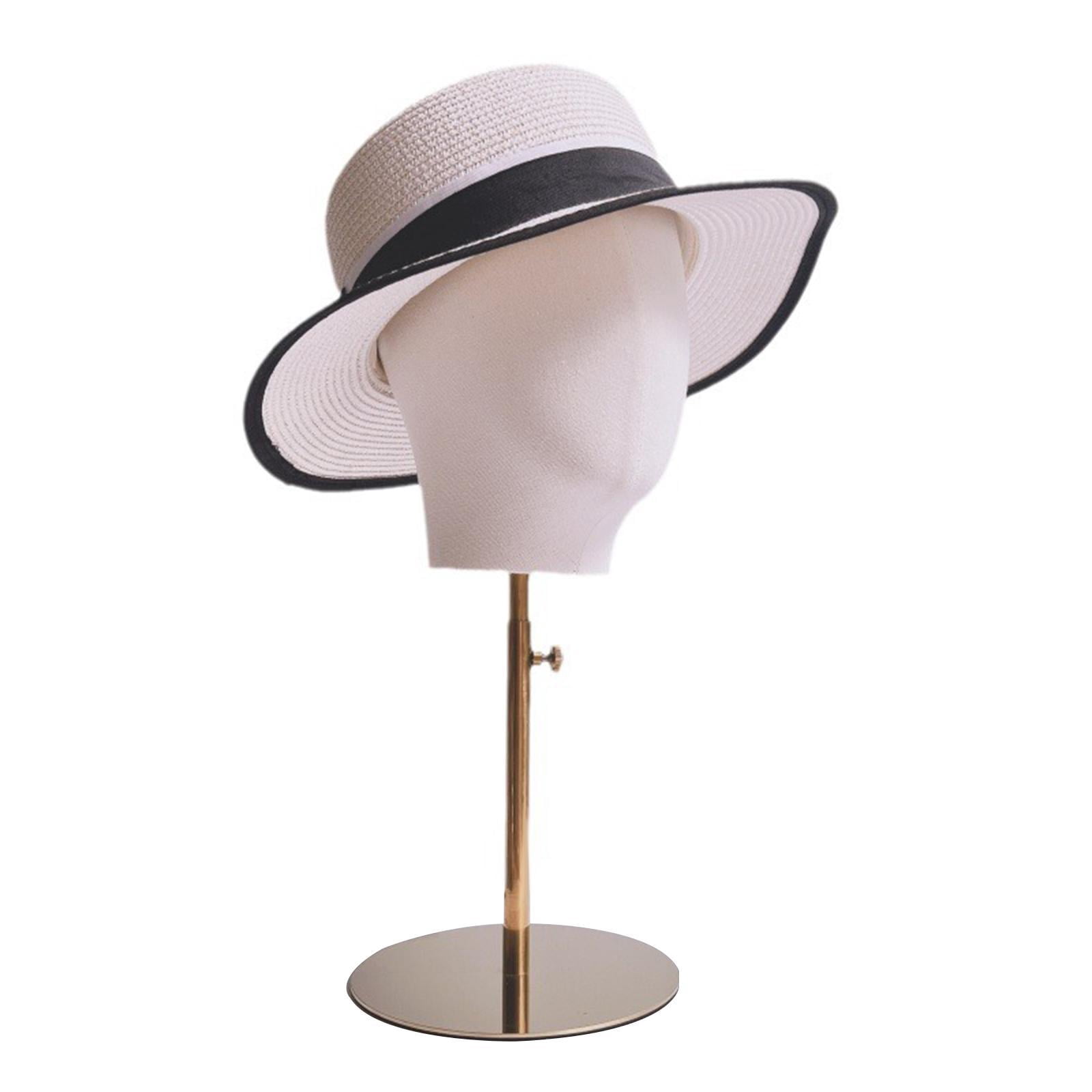 FITYLE Canvas Block Head and Hats Display Stand Multipurpose Manikin Cloth Head Table Training Head for Cap Hat Beginner Stylist Gold
