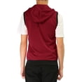 thumbnail image 3 of Unique Bargains Men's Sleeveless Zip Up Drawstring Hooded Vest 34 Red, 3 of 7