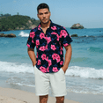 thumbnail image 4 of Mens Hawaiian Shirts Short Sleeve Summer Beach Aloha Shirt Floral Casual Button Down Shirt Hot Pink, 4 of 7