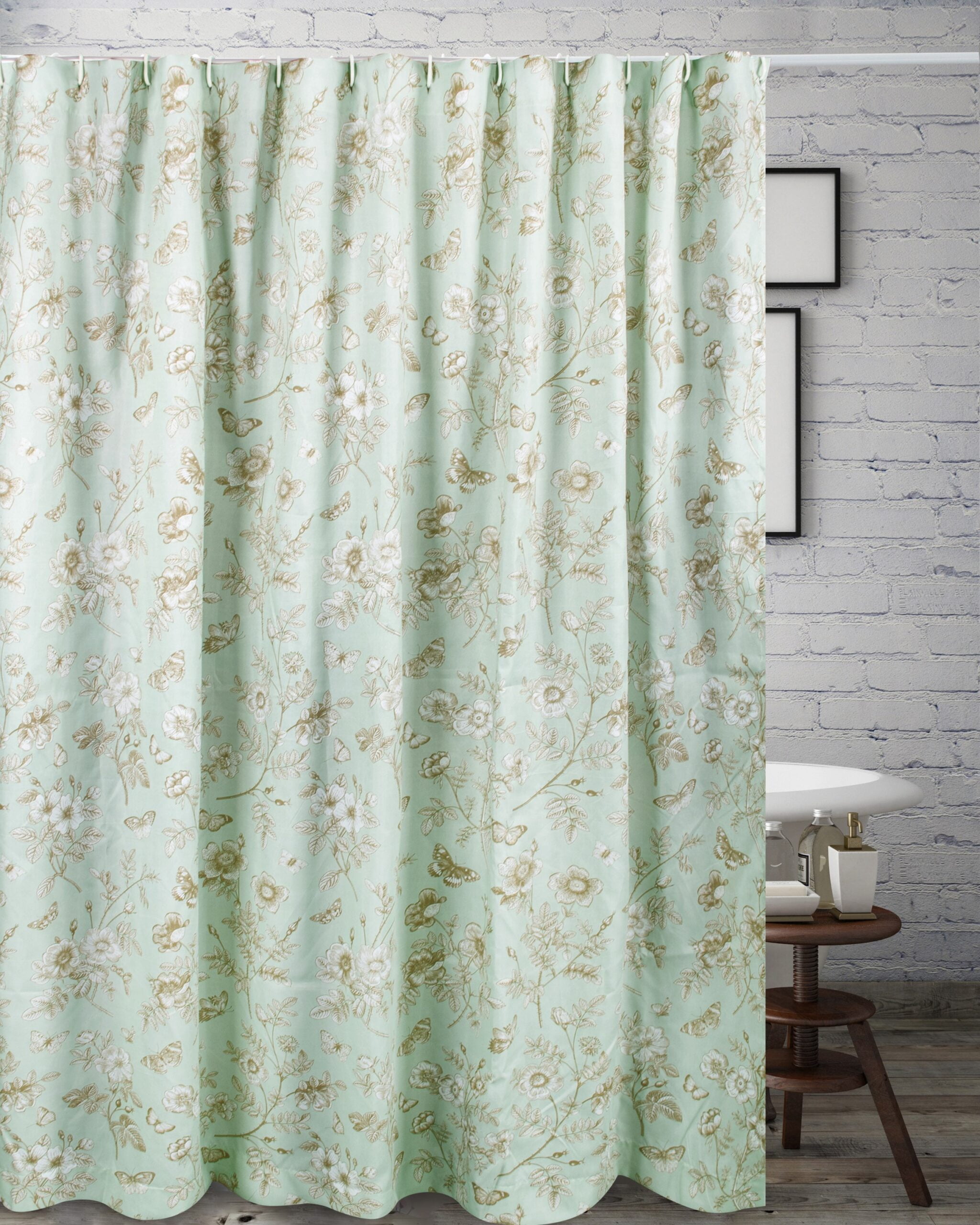 Greenland Home Fashions Olivia Butterfly Garden Traditional Shower Curtain, 72" x 72"