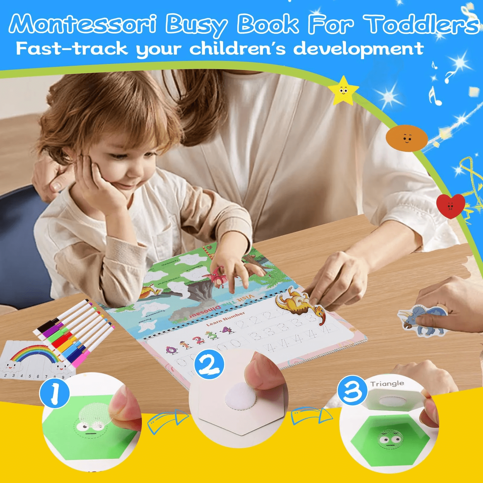 Toddler Preschool Learning Busy Book, 32 Themes Montessori Activities Workbook Education Toy, Kindergarten, Children's Day, Christmas