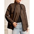 thumbnail image 5 of Women'S Contrasting Colors Cropped Jacket Casual Light Weight Fall Fashion Winter Coats Outerwear Brown XXL, 5 of 8