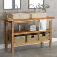 thumbnail image 4 of vidaXL Bathroom Vanity Cabinet with Black Marble Sinks Solid Wood Teak, 4 of 18