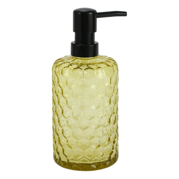 Unique Bargains 1 Pc Simple Cylindrical Soap Pump Dispenser for Bathroom 500ml Yellow Black