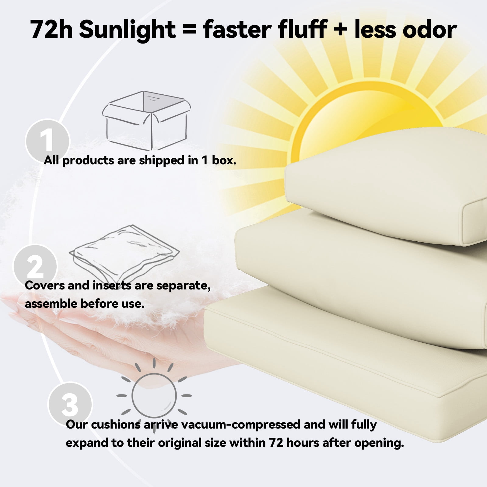4 inch Outdoor Cushions for Patio Furniture with 5 Pillows, Patio Furniture Cushions,Water-Resistant Outdoor Couch Cushions,4 Seat Sofa Cushions for Outdoor Sectional,Cream White