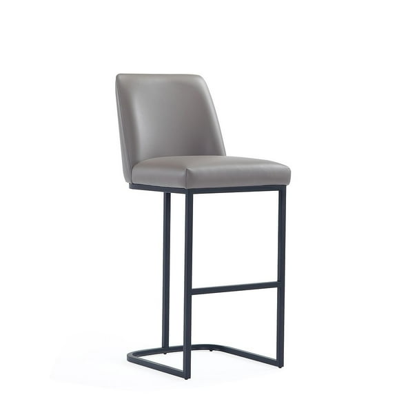 Manhattan Comfort Serena Upholstered Barstool with Steel Base in Gray