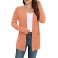 thumbnail image 2 of Stichou Womens Lightweight Cardigan Long Sleeve Open Front Casual Sweater Cardigans with Pockets Orange L, 2 of 4