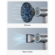 Ionic Hair Dryer, OEIKPFN High Speed Blow Dryer with Diffuser & 110,000 RPM Brushless Motor for Fast Drying, Gray