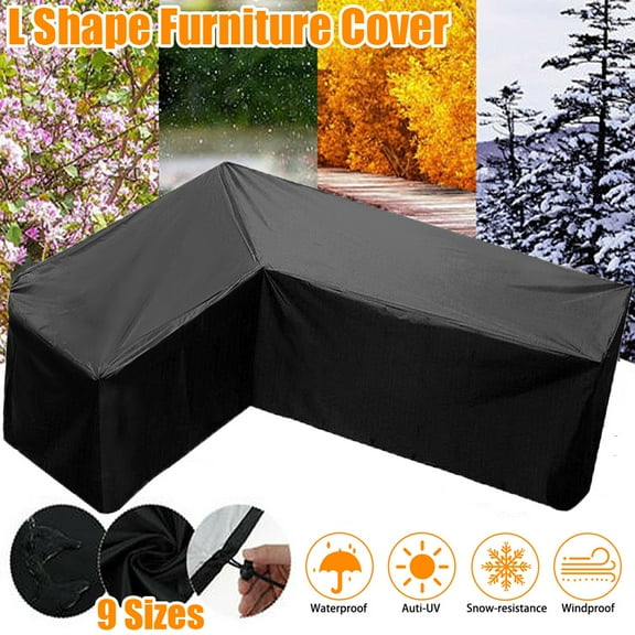 Rosnek Waterproof Patio Furniture Cover, L-Shape Garden Sofa Protective Cover Set Dust Cover