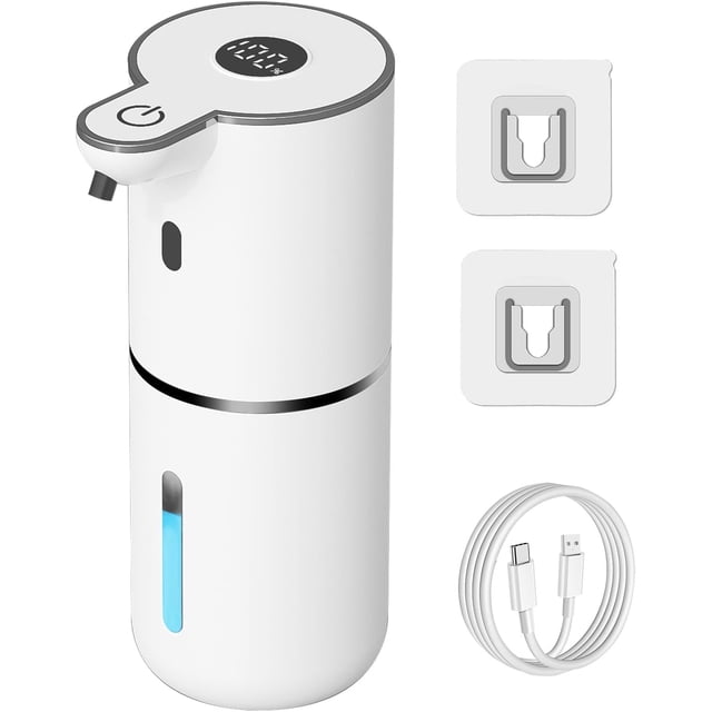 Dispensador automático de jabón líquido sin contacto, recargable por USB, inteligente, ajustable en 6 niveles, para baño, cocina y lavavajillas, color blanco.