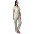 thumbnail image 3 of Moomaya Notch Collar Button Down Printed Cotton Pajama Set For Women Nightwear, 3 of 6