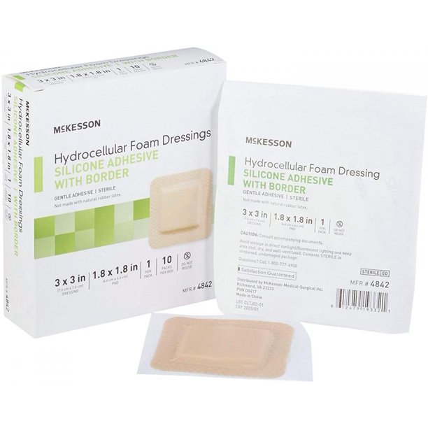 McKesson Hydrocellular Foam Dressing 3 x 3 Inch, 10 Count