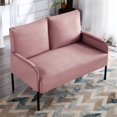 thumbnail image 3 of 46" Modern Small Loveseat Sofa Couch for Small Spaces,Upholstered 2-Seater Love Seats with Iron Legs for Apartment, Bedroom, Dorm, Office,Pink, 3 of 7