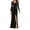 Black, variant on Velvet Dress for Women Autumn Winter New V-neck Slim Twist High Waist Evening Dress Sexy Solid Color Pleated A-line Dresses