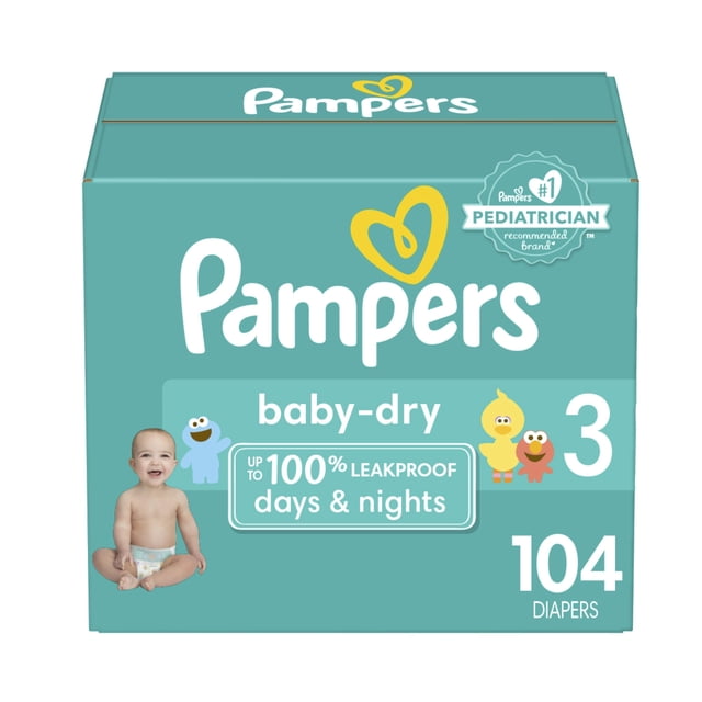 Pañales Pampers Baby Dry, tamaño 3, 104 unidades, absorbentes