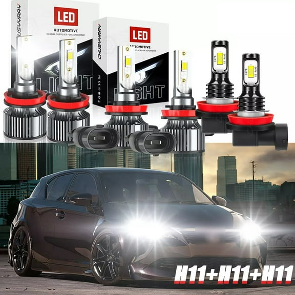 For Lexus CT200h 2011 2012 2013-2017 - 6x Combo LED Headlight   Fog Light Bulbs Kit 6500K White