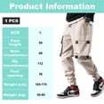 thumbnail image 2 of Pantalones cargo casuales para hombre con cintura elástica, cordón ajustable, bolsillo con solapa y letras estampadas, 2 of 7