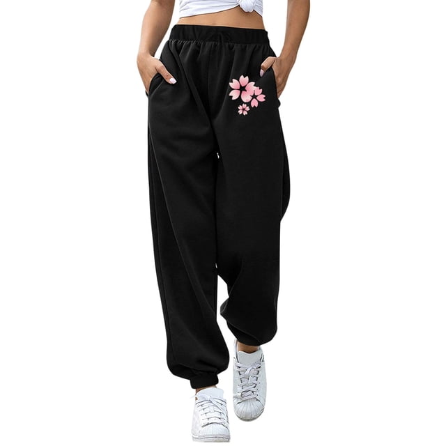 Pantalones de mujer Gibobby de mezclilla Cintura media Batterflies negros Estampados Largos M