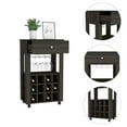 thumbnail image 3 of Miekor Furniture Memphis Bar Cart, Twelve Built-in Wine Rack, Four Legs, One Open Shelf -Espresso 46431, 3 of 7