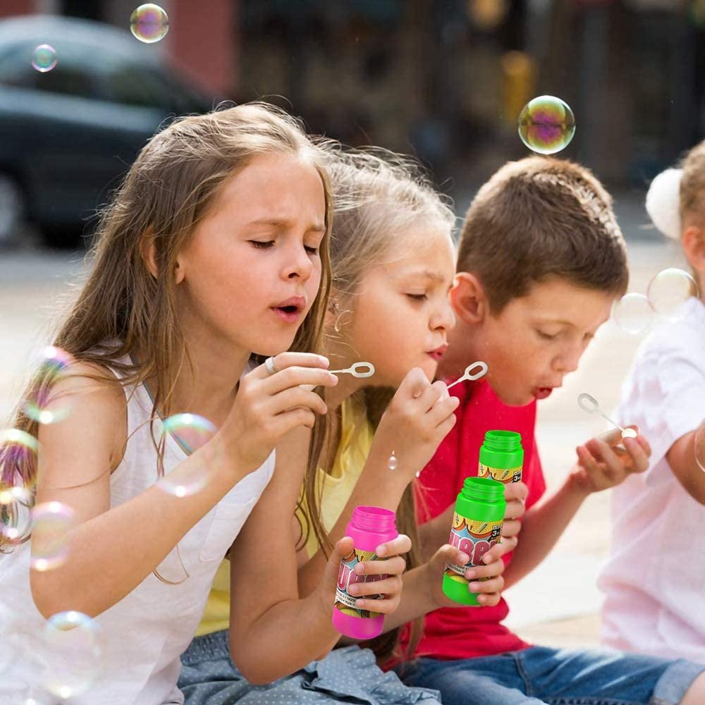 ArtCreativity Bubble Blower Toy Mini Bottles with Wands 48 Pack Ages 3+ Kids Party Favors Birthday Gifts Outdoor Fun