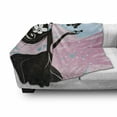 thumbnail image 3 of Spring Soft Flannel Fleece Blanket, Silhouette of Madam Butterfly Floral Head in Soft Background Artwork, Cozy Plush for Indoor and Outdoor Use, 50" x 60", Black Pale Pink Sky Blue, by Ambesonne, 3 of 6
