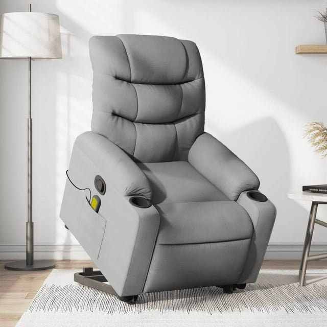vidaXL Fauteuil Inclinable de Massage Debout en Tissu Gris Clair