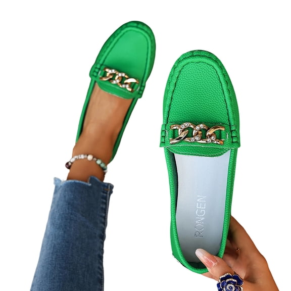 Seffadzy Loafers for Women Business Casual Shoes Comfortable & Lightweight Penny Loafers Slip On Work Flats Green 40