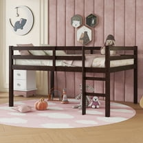 Newboti Furniture Full Rubber Wood Loft Bed with Ladder,Espresso 52175