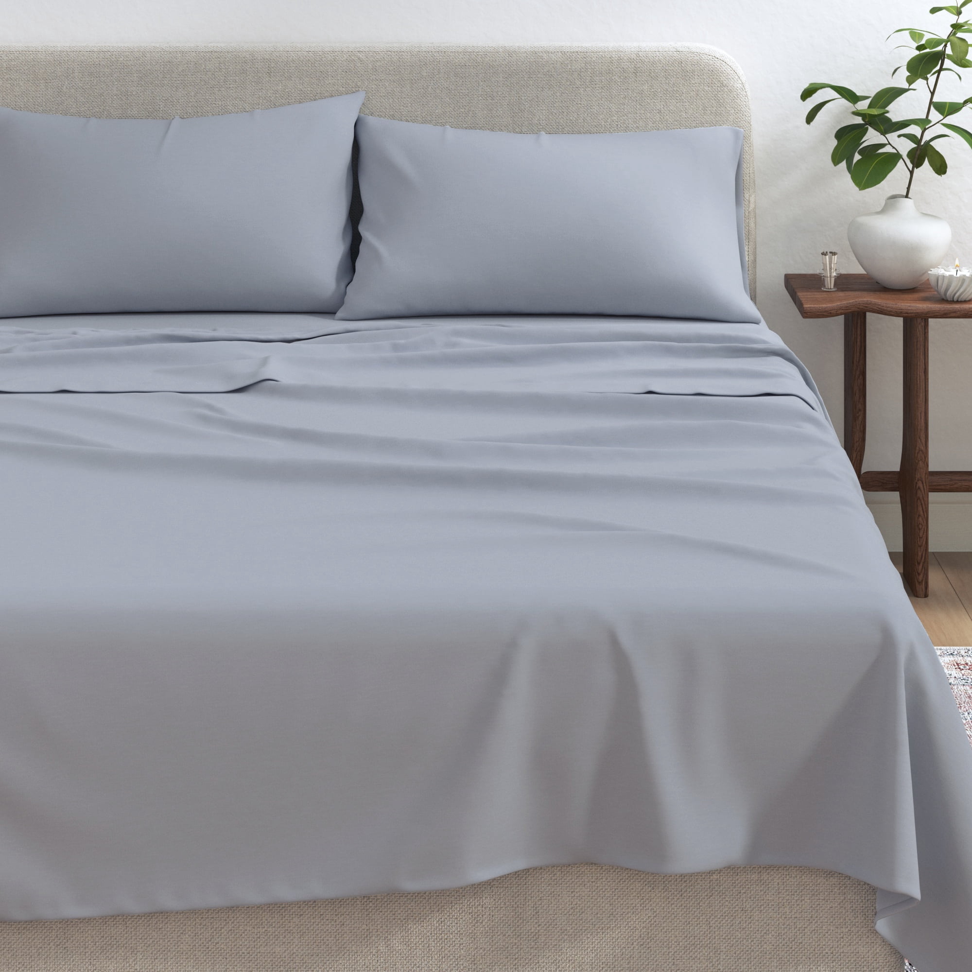 Viscose from Bamboo & Cotton Blend Jersey Sheet Set - Ultra-Soft, Breathable, Stretchy 4-Piece Bedding Set (California King, Sky Blue)