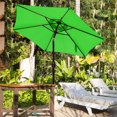 thumbnail image 1 of LAUREL CANYON 7.5ft Patio Umbrella Striped Outdoor Umbrella Market Table Umbrellas with Push Button Tilt, Crank and 6 Sturdy Ribs for Lawn, Garden, Deck, Backyard & Pool, Lime Green, 1 of 8