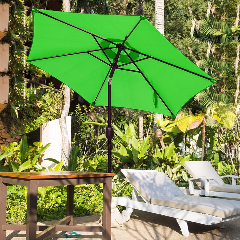 lime green striped patio umbrella 8.5 ft. White Aluminum Commercial Natural Pagoda Market with Push Lift in Macaw Sunbrella polished hinge LAUREL CANYON 7.5ft Patio Umbrella