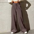 thumbnail image 2 of BRDFRL Women Wide Leg Sweatpants Drawstring Waisted Baggy Sweatpants Straight Leg Oversized Flowy Joggers Pants with Pockets Coffee S, 2 of 6