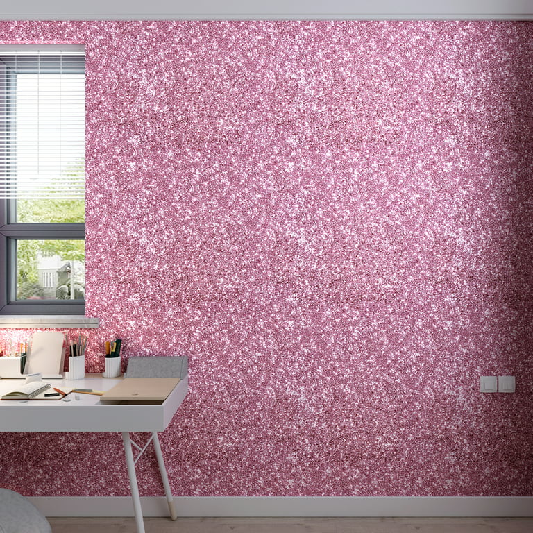 Decotalk Glitter Pink Peel and Stick Wallpaper Sparkle Glitter Wallpaper  Pink Glitter Wallpaper 17.7x120 Pink Wallpaper for Walls Removable Peel and